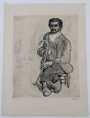 Winckel Figure Study Etching. Figure study of seated man Friedrich Wilhelm Ludwig Richard 
