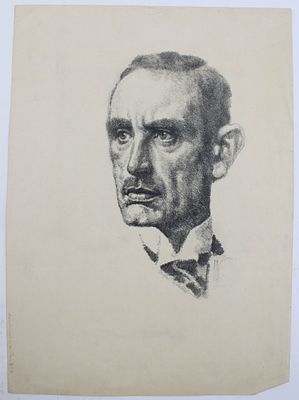 Portrait Sketch & Litho, Double Sided, R. Winckel. Double sided piece, portrait sketch on one 