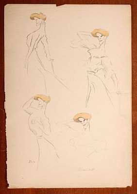 SEM, Georges Goursat, French Society Caricature. Print. Marthe Brandes, 1902. Size: 20.5"H x 