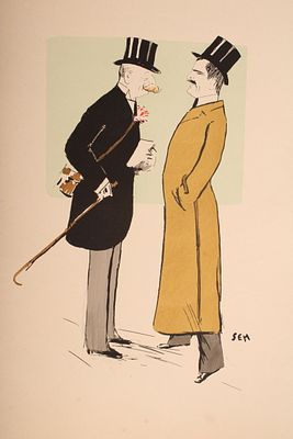 SEM, Georges Goursat, French Society Caricature. Pochoir. Andr&eacute; de Ganay et G&eacute;rard de Ganay. 