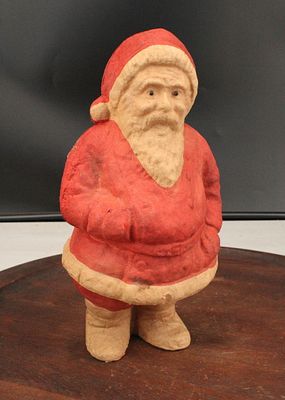 Vintage Papier Mache, Paper Pulp Egg Cartonq Santa. Size: 10"H x 5.5"W x 4"D Condition: 
