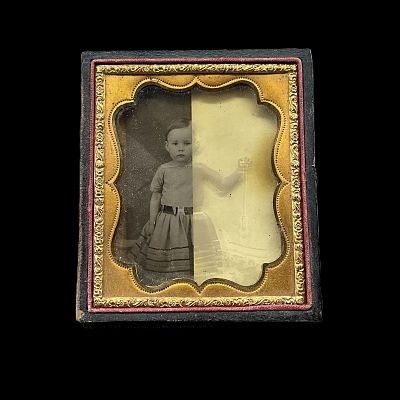 Antique Ambrotype of Little Girl. Size: 3.75"T x 3.25"W Condition: Shipping: There are several 