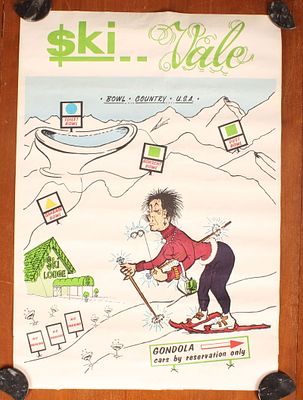 Vintage Irv Isaacson, Ski Vale Satirical Poster. Size: 28.5"H x 19.5"W Condition: Shipping: 