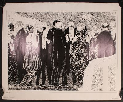 Signed Edward Gorey, The Blue Aspic EG-5 Poster. Signed LLHC. Size: 24 1/2 x 30 Condition: 