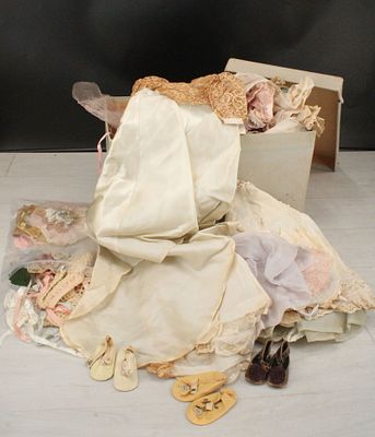 Large Lot of Antique and Vintage Doll Clothes. Size: 10.5"H x 16"W x 10"D Condition: Shipping: 
