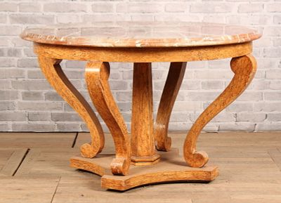 Marble Top Center Table. A good Regency style faux painted center table having a marble top 