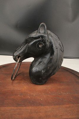 Cast Iron Horse Head Hitching Post Finial. Size: 8.5"H x 7.5"W x 3"D , 2.25" Dia Hole 