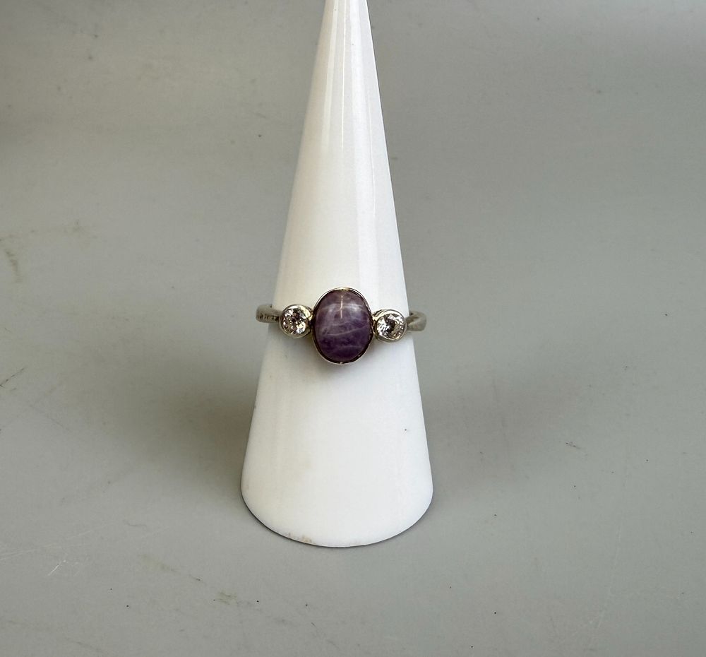 Silver Stone Set Ring- Approx Size O