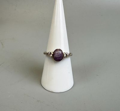 Silver Stone Set Ring- Approx Size O