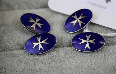 Silver Enamel Maltese Cross Cufflinks