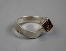 Silver Baltic Amber Set Ring - Approx Size RImage - 1