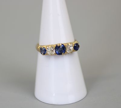 Fine Antique 18ct Gold Ring Set with Diamond &amp; Sapphires Cost &pound;850 25 Years Ago &amp; 