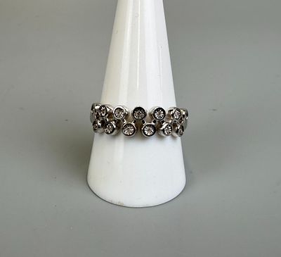 Silver Diamond Set Ring.- Approx Size U