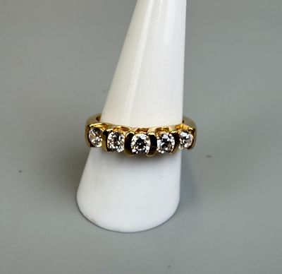 Gold On Silver Five Stone Set Ring - Approx Size S