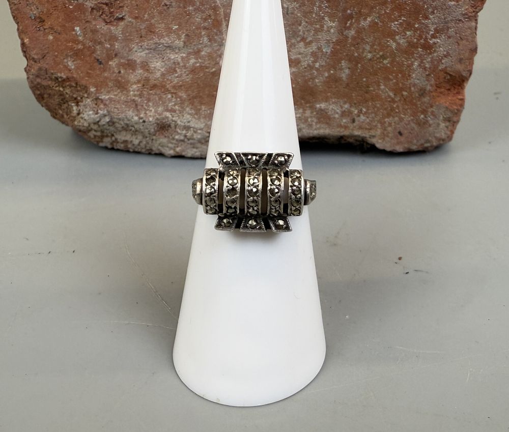 1930's Silver Marcasite Ring - Approx Size L