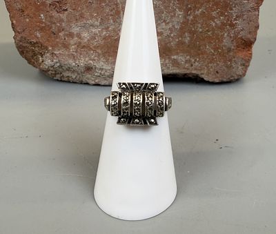 1930's Silver Marcasite Ring - Approx Size L
