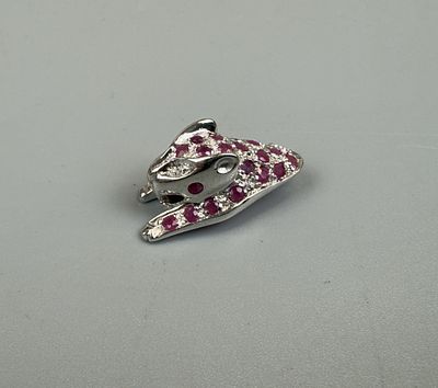 Silver Leopard Pendant Set With Ruby's