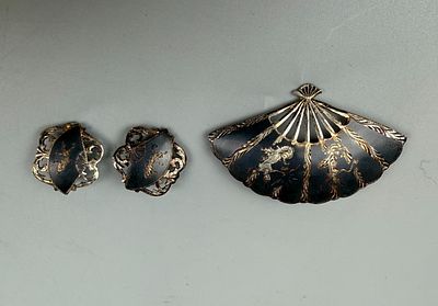 Siam Silver Fan Brooch &amp; Earring Set