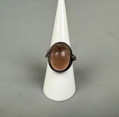 Silver Rose Quartz Art Nouveau Style Ring Approx. Size - N