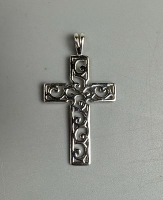 Silver Scrolled Detail Cross Pendant