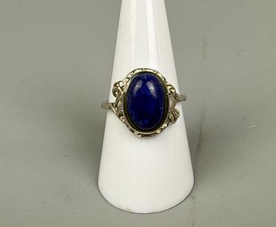 Silver Lapis Lazuli Set Ring Approx. Size - P