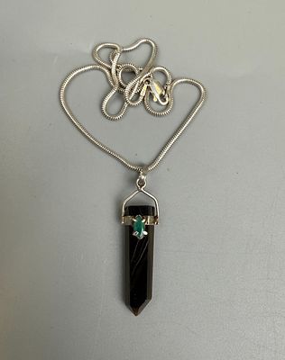 Silver Agate Pendant on Silver Chain
