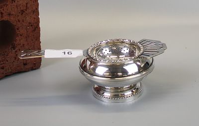 Vintage Silver Plated Tea Strainer &amp; Bowl