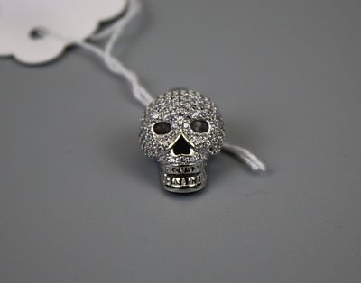 Silver Stone Set Skull Pendant