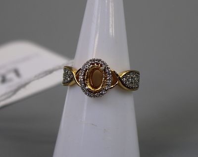 Silver Gold Tone Stone Set Ring Approx. Size - M