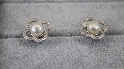 Silver Stone & Pearl Set Earrings