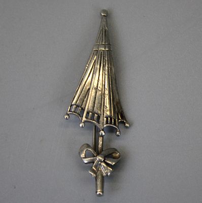 Silver Umbrella Brooch