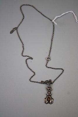 Silver Bunny Amber Set Pendant on Silver Chain