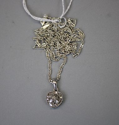 Silver Baguette Stone Set Pendant on Silver Chain