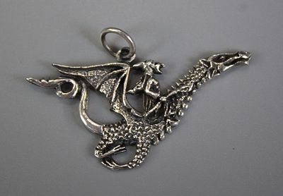 Silver Goblin Riding a Dragon Pendant