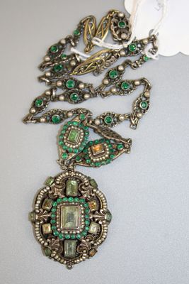 Silver Pearl &amp; Stone Set Necklace