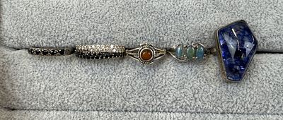 5 Silver Stone Set Rings