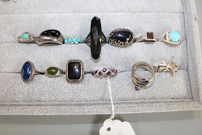 13 Silver Stone Set Rings