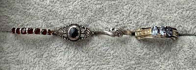 4 Silver Stone Set Rings