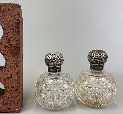 Pair of Hallmarked Silver Topped Bottles - Approx Weight of 1 top 23g