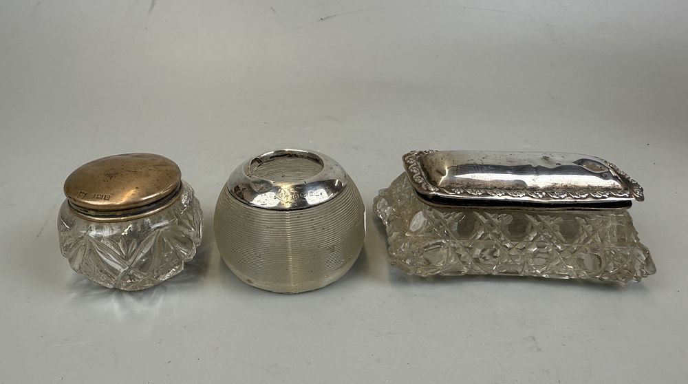 3 Hallmarked Silver Topped Pots