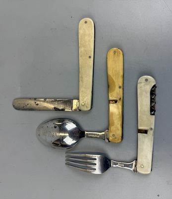 Bone Handled Pocket Knife, Spoon &amp; Fork
