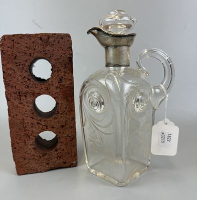 Hallmarked Silver Collared Moulded &amp; Cut Glass Decanter