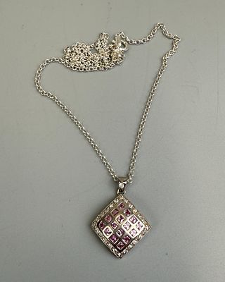 Silver Stone Set Pendant on Silver Chain