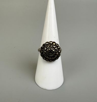 1930's Silver Marcasite Ring - Approx. Size L