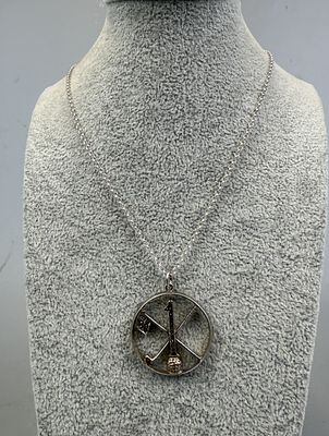 Golfing Themed Silver Pendant on Silver Chain
