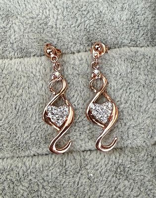 Pair of Stone Set Rose Gold Plated on Silver Earrings