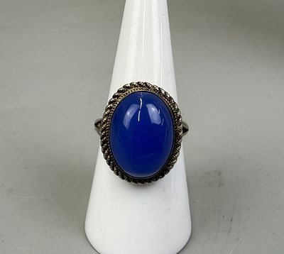 Cabochon Blue Stone Set Ring