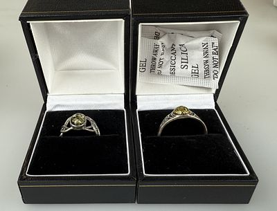 2 Silver Amber Set Celtic Style Rings