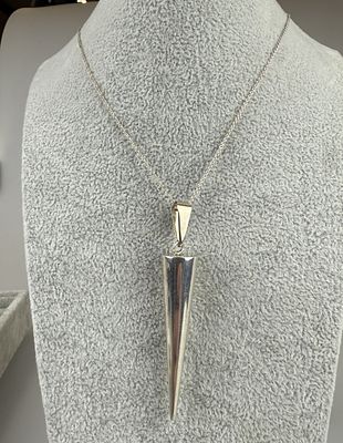 Silver Cone Shaped Pendant on Silver Chain