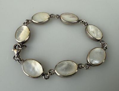 Silver Bracelet Set with Mother of Pearl